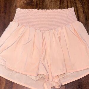Women’s High-Waist Smocked Pink Shorts